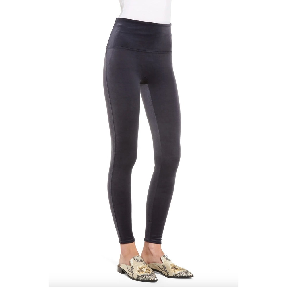 SPANX High Waisted Grey Velvet Leggings